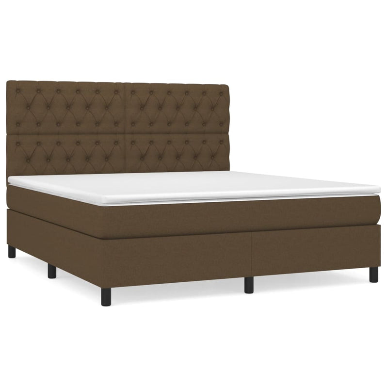 Pat box spring cu saltea, maro închis, 160x200 cm, textil