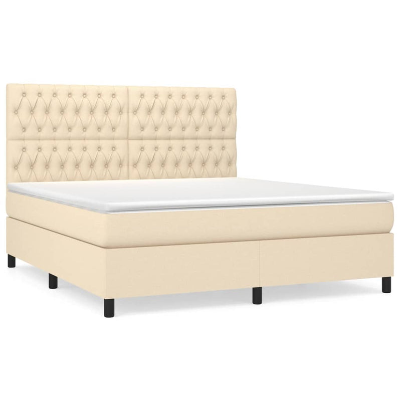 Pat continental cu saltea, crem, 180x200 cm, textil