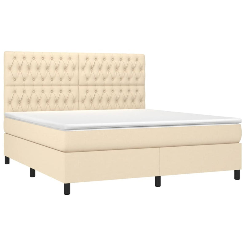 Pat continental cu saltea, crem, 180x200 cm, textil