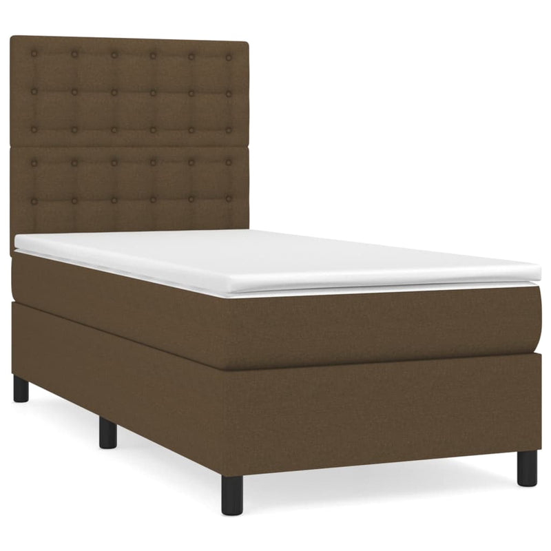 Pat box spring cu saltea, maro închis, 80x200 cm, textil