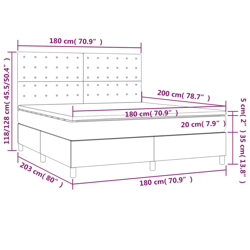 Pat box spring cu saltea, negru, 180x200 cm, catifea