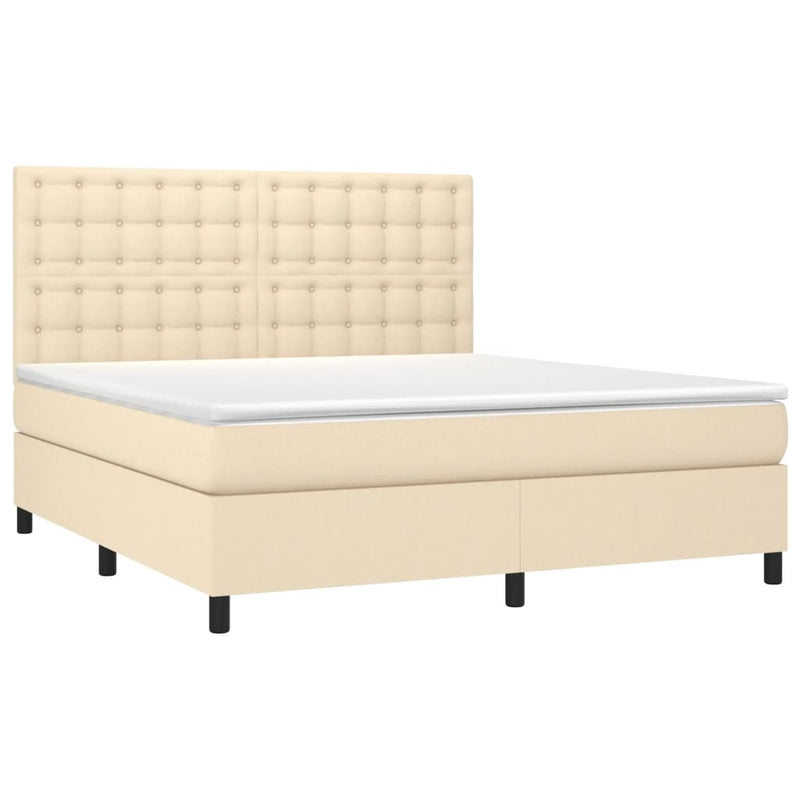 Pat continental cu saltea, crem, 180x200 cm, textil