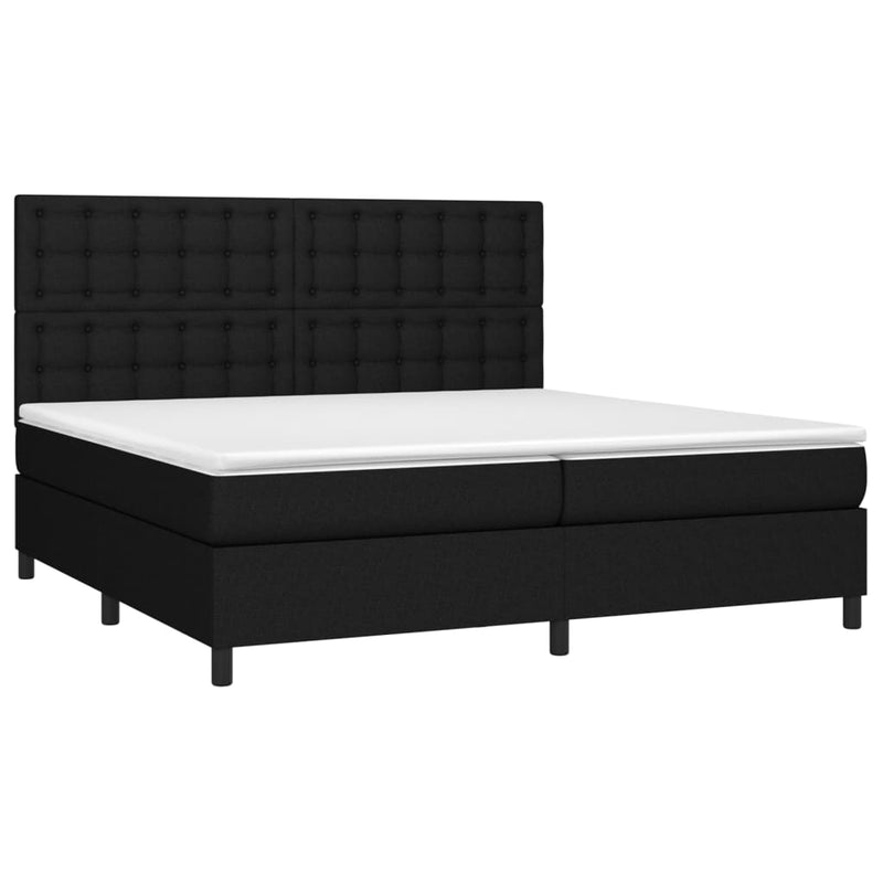 Pat box spring cu saltea, negru, 200x200 cm, textil