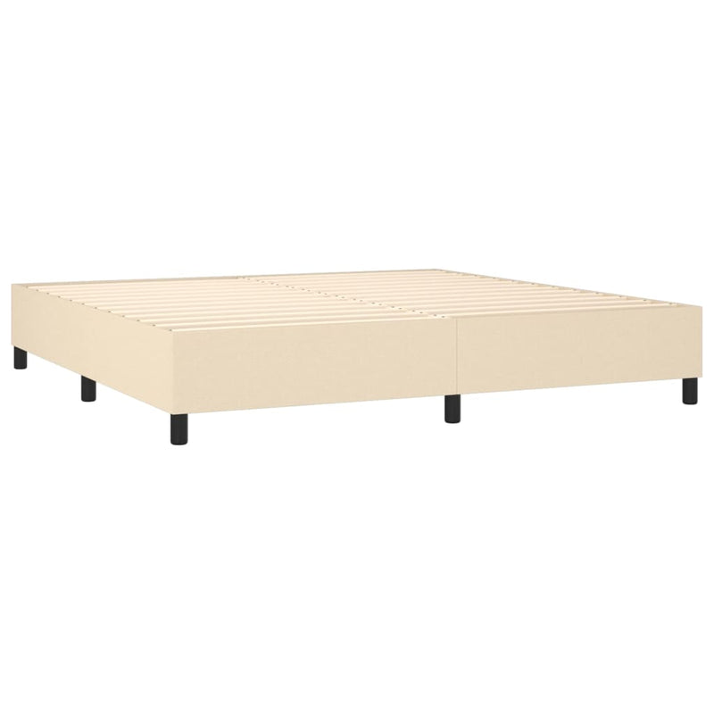 Pat box spring cu saltea, crem, 200x200 cm, textil