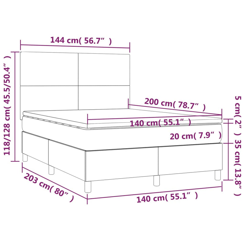 Pat box spring cu saltea, negru, 140x200 cm, textil