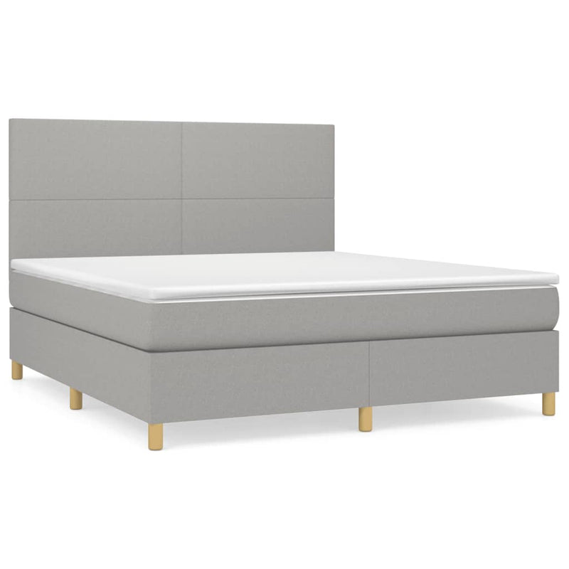 Pat continental cu saltea, gri deschis, 160x200 cm, textil