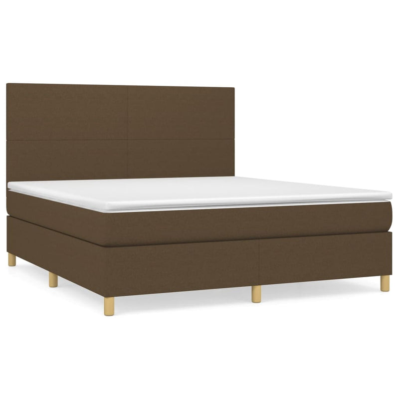 Pat box spring cu saltea, maro închis, 160x200 cm, textil