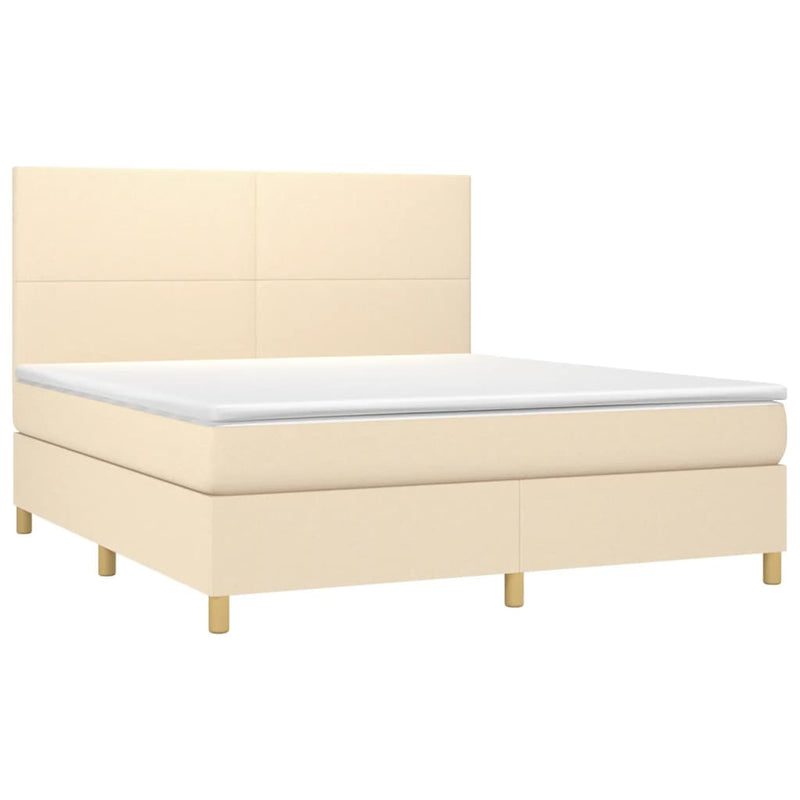 Pat continental cu saltea, crem, 180x200 cm, textil
