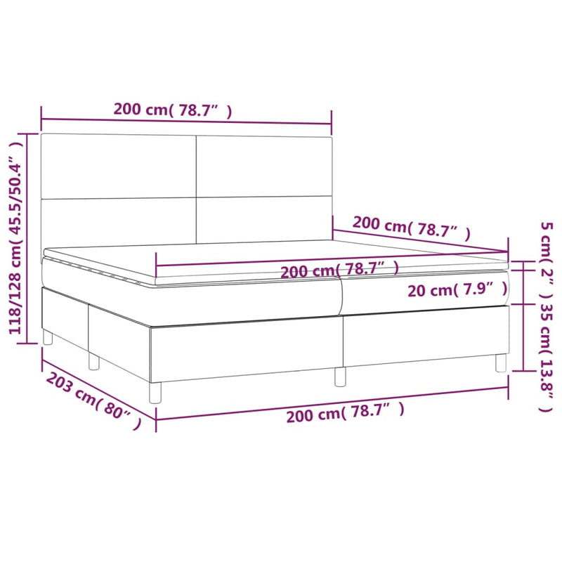 Pat box spring cu saltea, crem, 200x200 cm, textil