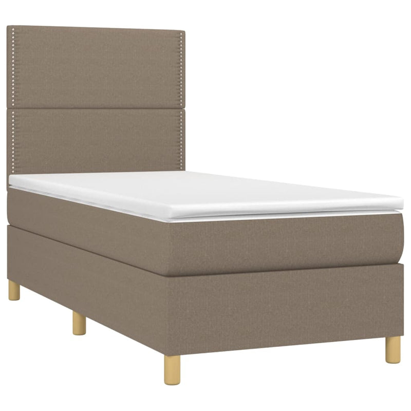 Pat box spring cu saltea, gri taupe, 100x200 cm, textil