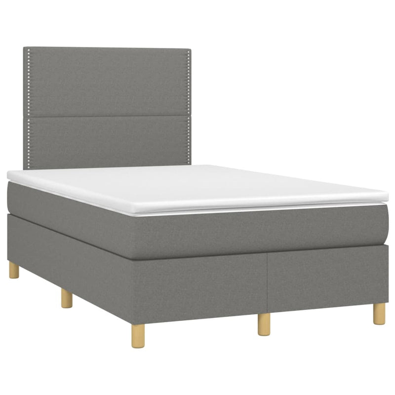 Pat box spring cu saltea, gri închis, 120x200 cm, textil