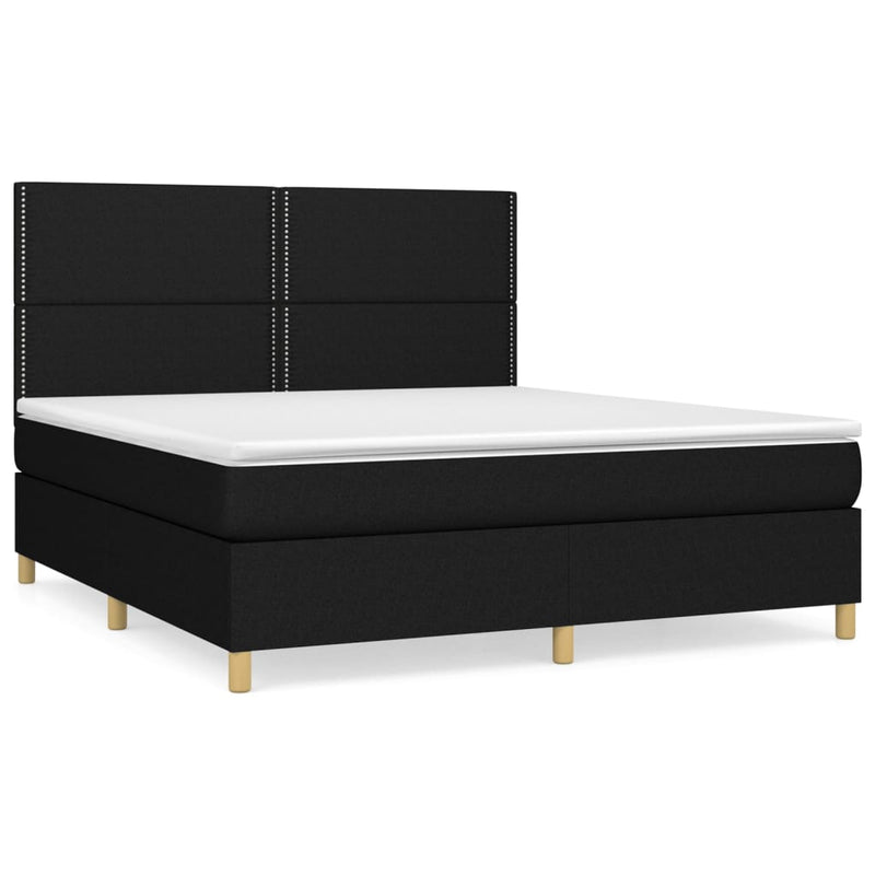 Pat box spring cu saltea, negru, 180x200 cm, catifea