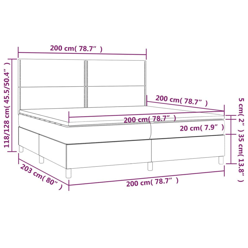 Pat box spring cu saltea, negru, 200x200 cm, textil