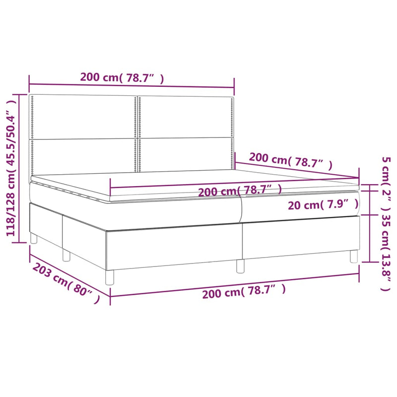 Pat box spring cu saltea, albastru, 200x200 cm, textil