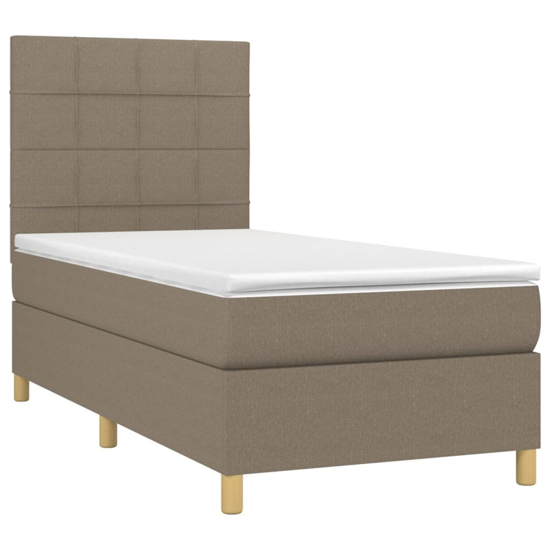 Pat box spring cu saltea, gri taupe, 100x200 cm, textil
