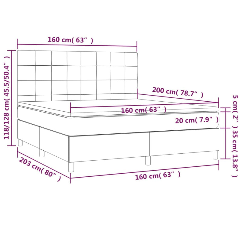 Pat box spring cu saltea, negru, 160x200 cm, textil