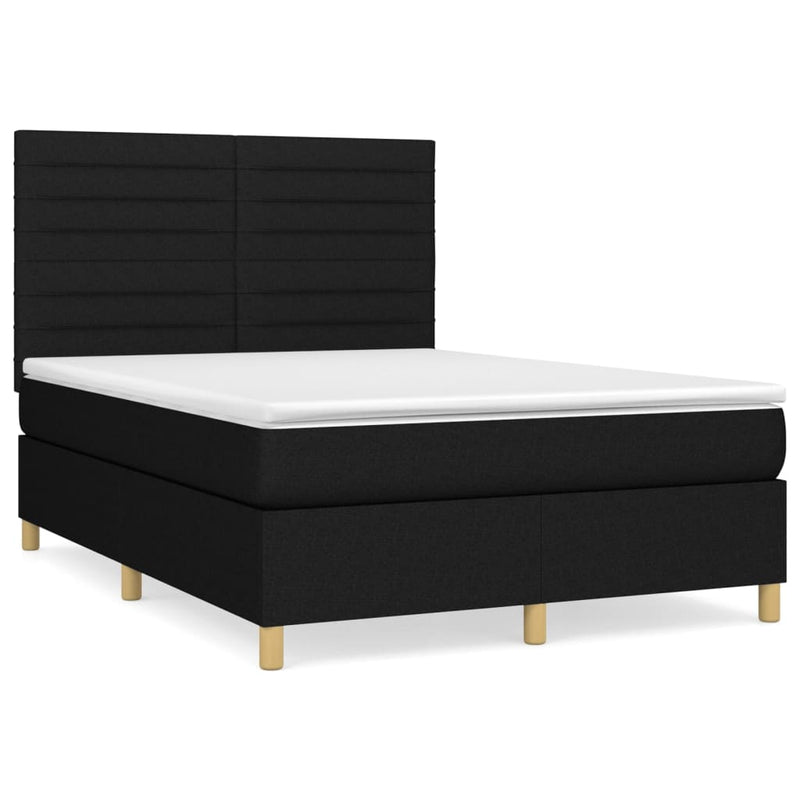 Pat box spring cu saltea, negru, 140x200 cm, textil