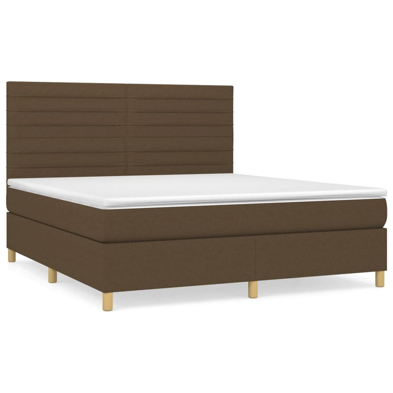 Pat box spring cu saltea, maro închis, 160x200 cm, textil