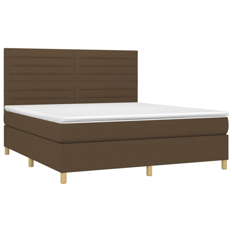 Pat box spring cu saltea, maro închis, 160x200 cm, textil