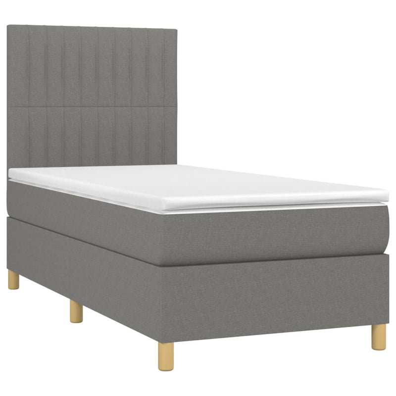 Pat box spring cu saltea, gri închis, 80x200 cm, textil
