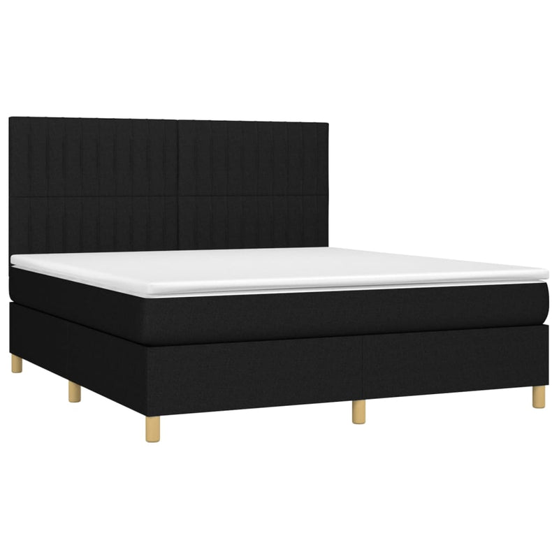 Pat box spring cu saltea, negru, 160x200 cm, textil