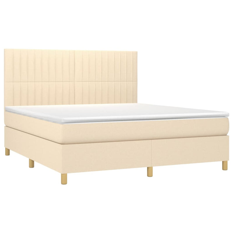 Pat continental cu saltea, crem, 180x200 cm, textil