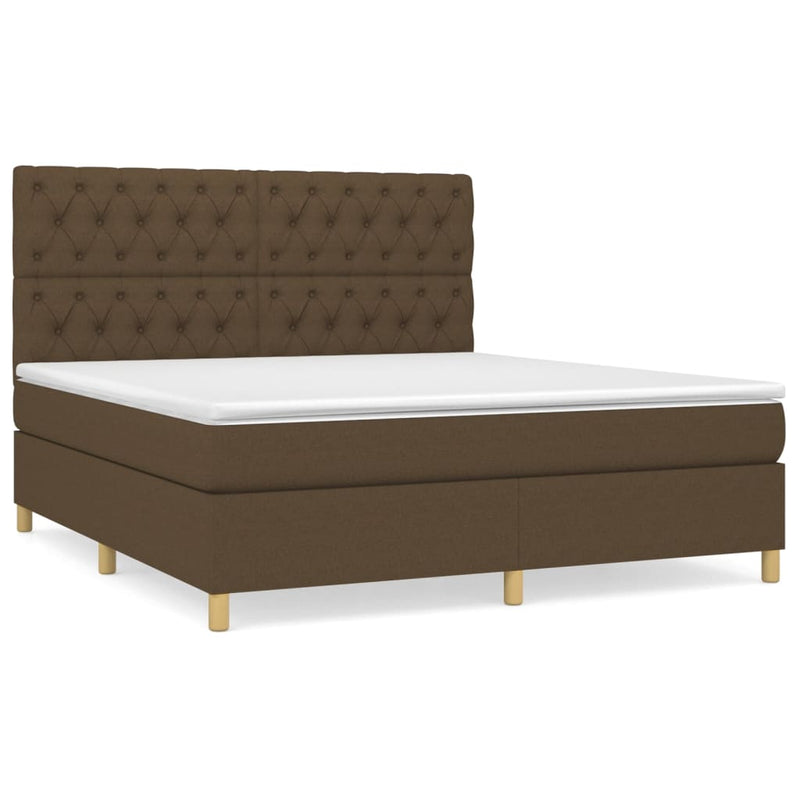 Pat box spring cu saltea, maro închis, 160x200 cm, textil