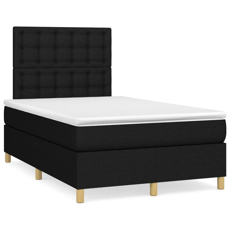 Pat box spring cu saltea, negru, 120x200 cm, textil