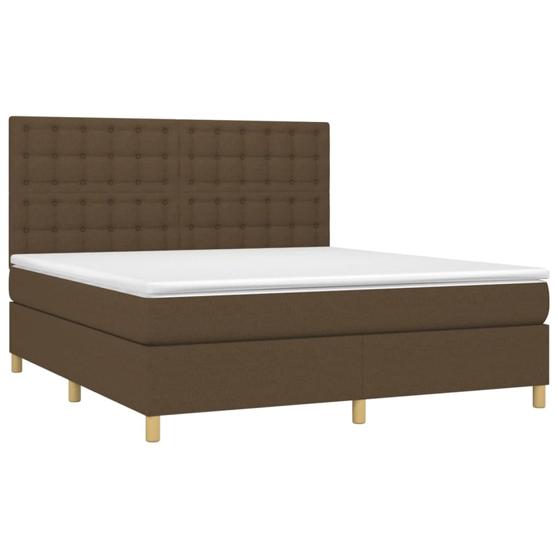 Pat box spring cu saltea, maro închis, 160x200 cm, textil