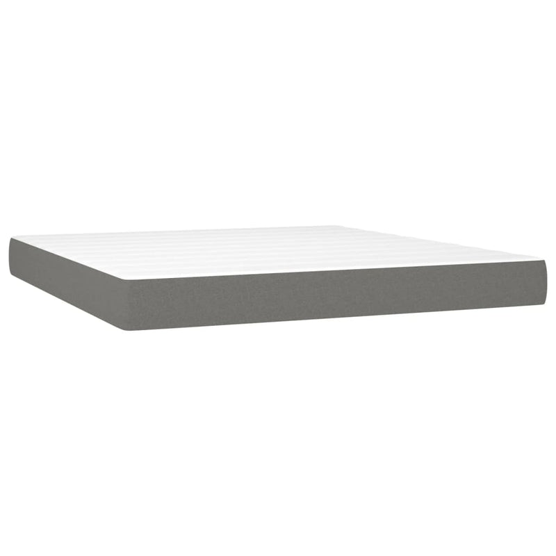 Pat box spring cu saltea, gri închis, 180x200 cm, textil