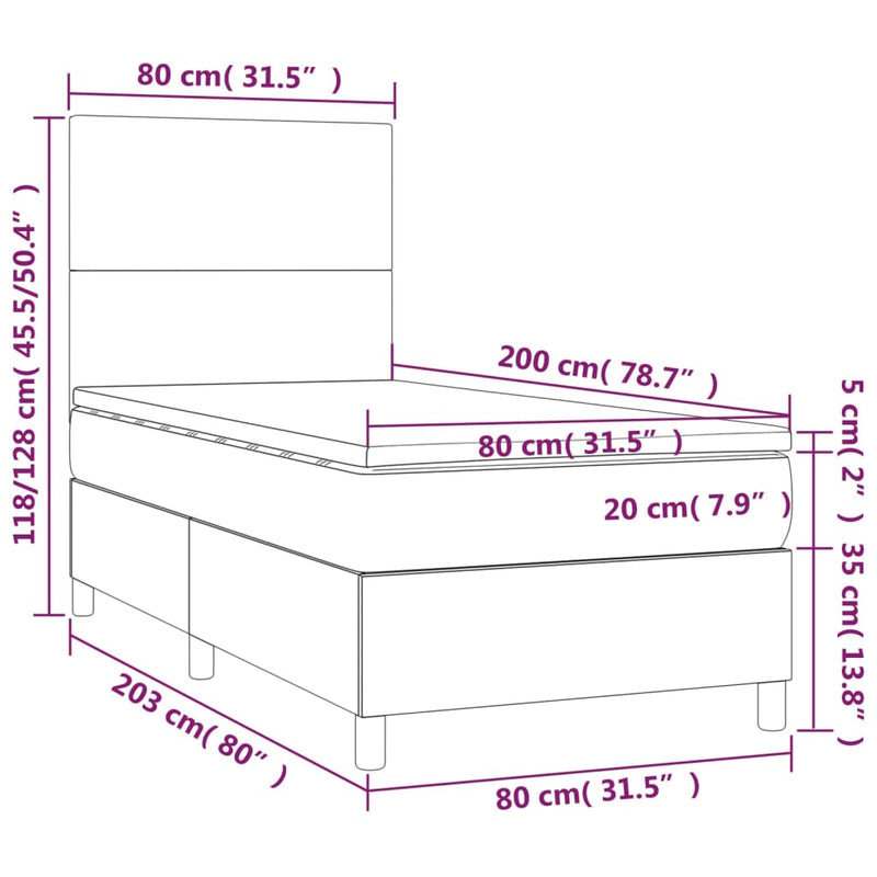 Pat box spring cu saltea, negru, 80x200 cm, piele ecologică