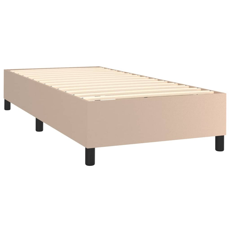 Pat box spring cu saltea, cappuccino, 100x200cm piele ecologică