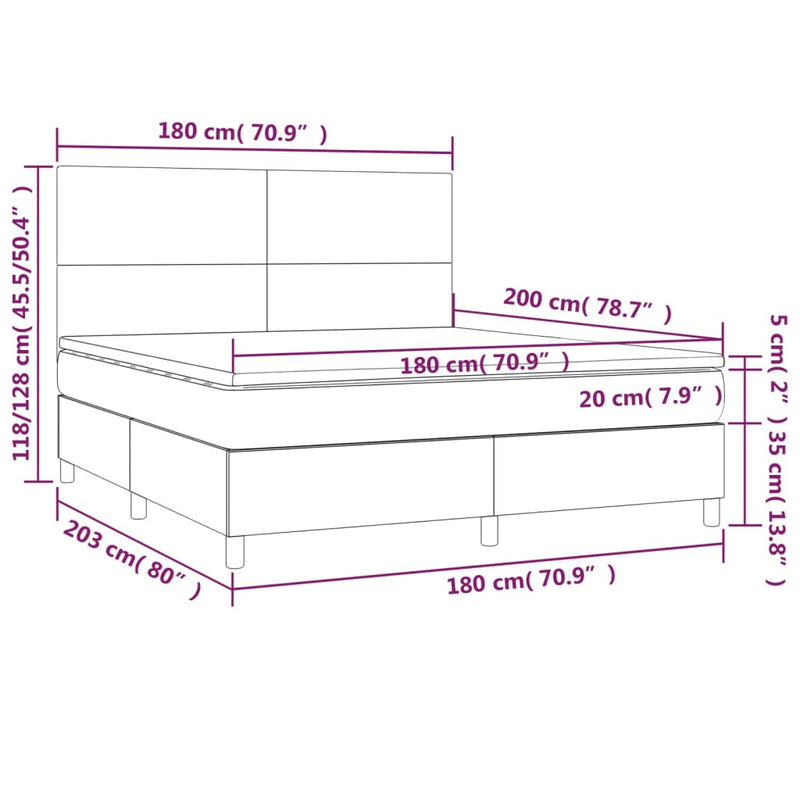 Pat box spring cu saltea, negru, 180x200 cm, piele ecologică