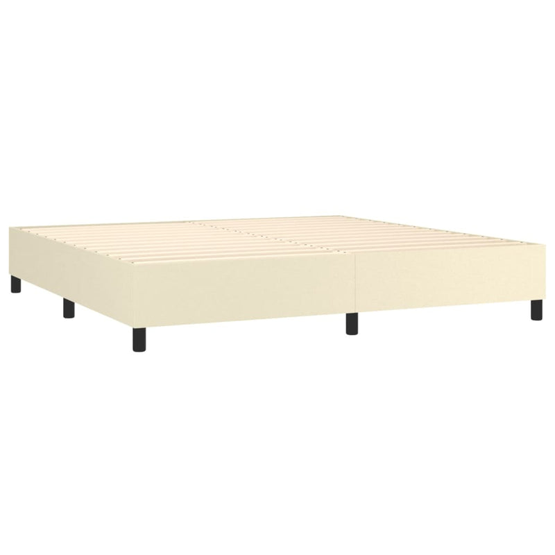 Pat continental cu saltea, crem, 200x200 cm, piele ecologică