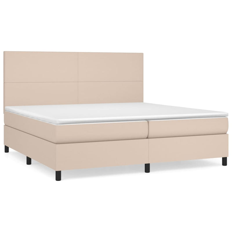Pat continental cu saltea, cappuccino, 200x200 cm, piele eco