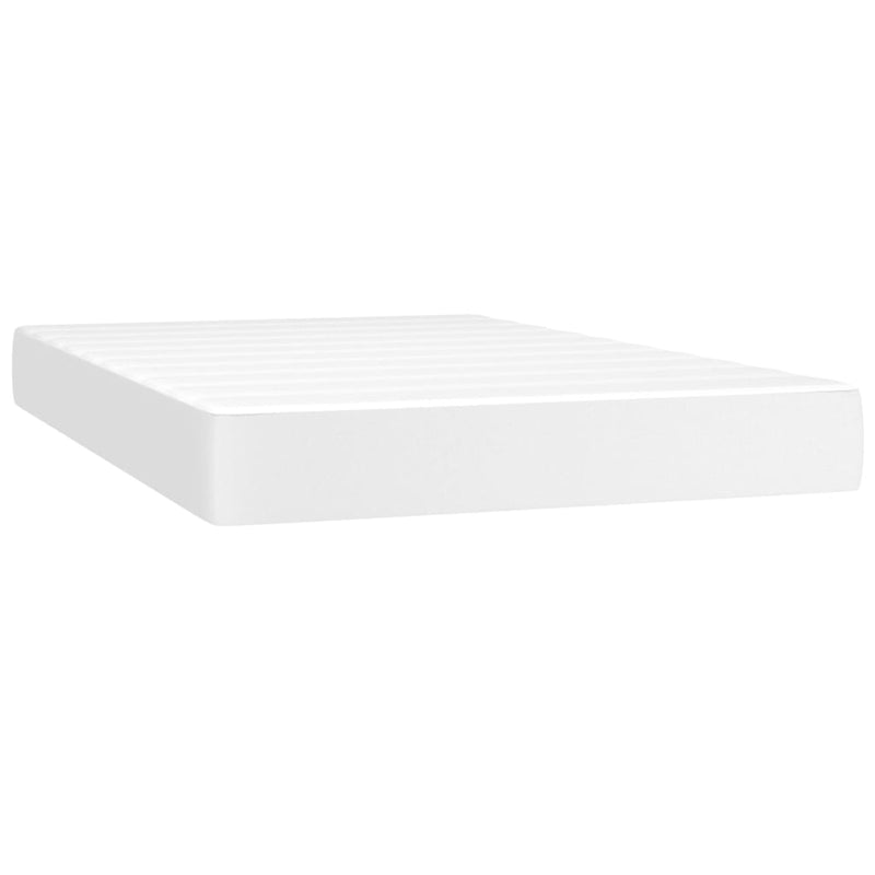 Pat box spring cu saltea, alb, 120x200 cm, piele ecologică