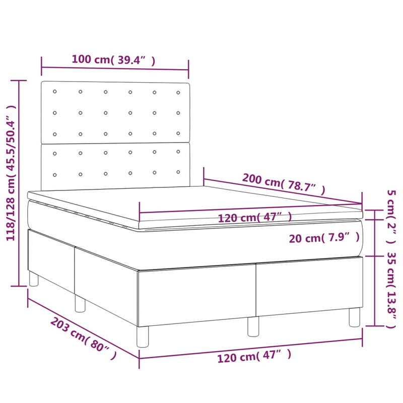 Pat box spring cu saltea, alb, 120x200 cm, piele ecologică