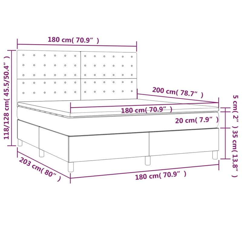 Pat box spring cu saltea, negru, 180x200 cm, piele ecologică