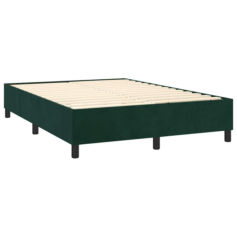 Pat box spring cu saltea, verde închis, 140x200 cm, catifea
