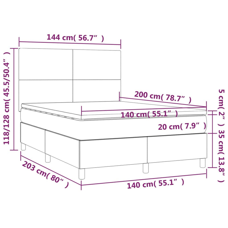 Pat box spring cu saltea, roz, 140x200 cm, catifea