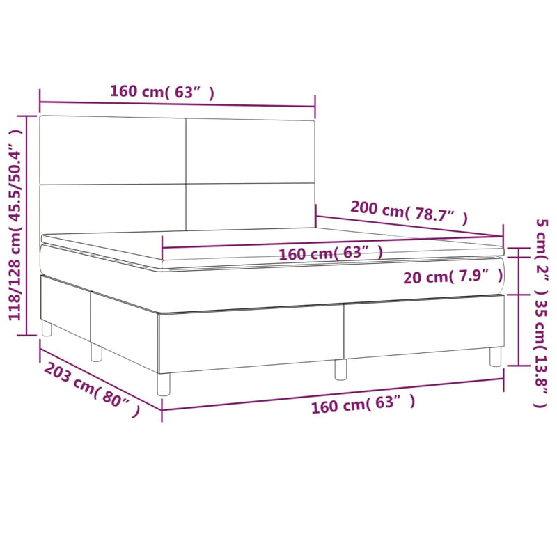 Pat box spring cu saltea, negru, 160x200 cm, catifea
