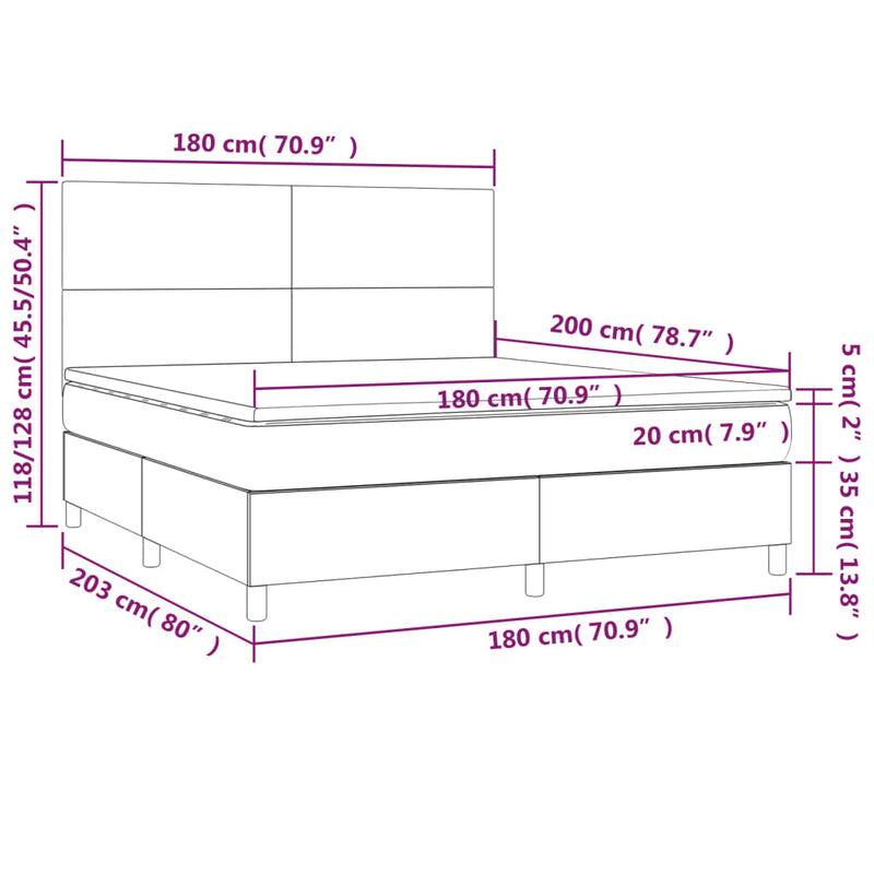 Pat box spring cu saltea, negru, 180x200 cm, catifea