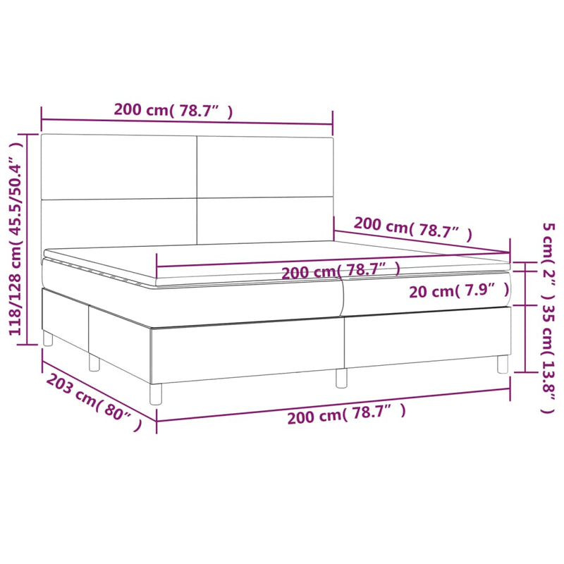 Pat box spring cu saltea, negru, 200x200 cm, catifea