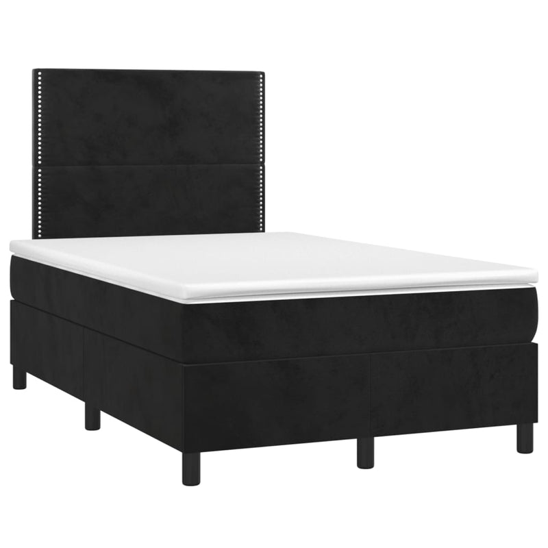 Pat box spring cu saltea, negru, 120x200 cm, catifea