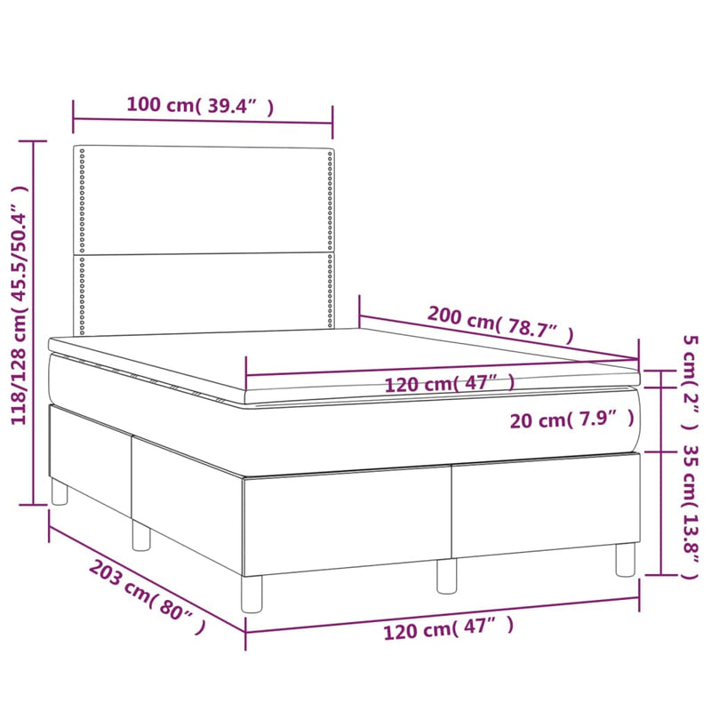 Pat box spring cu saltea, negru, 120x200 cm, catifea