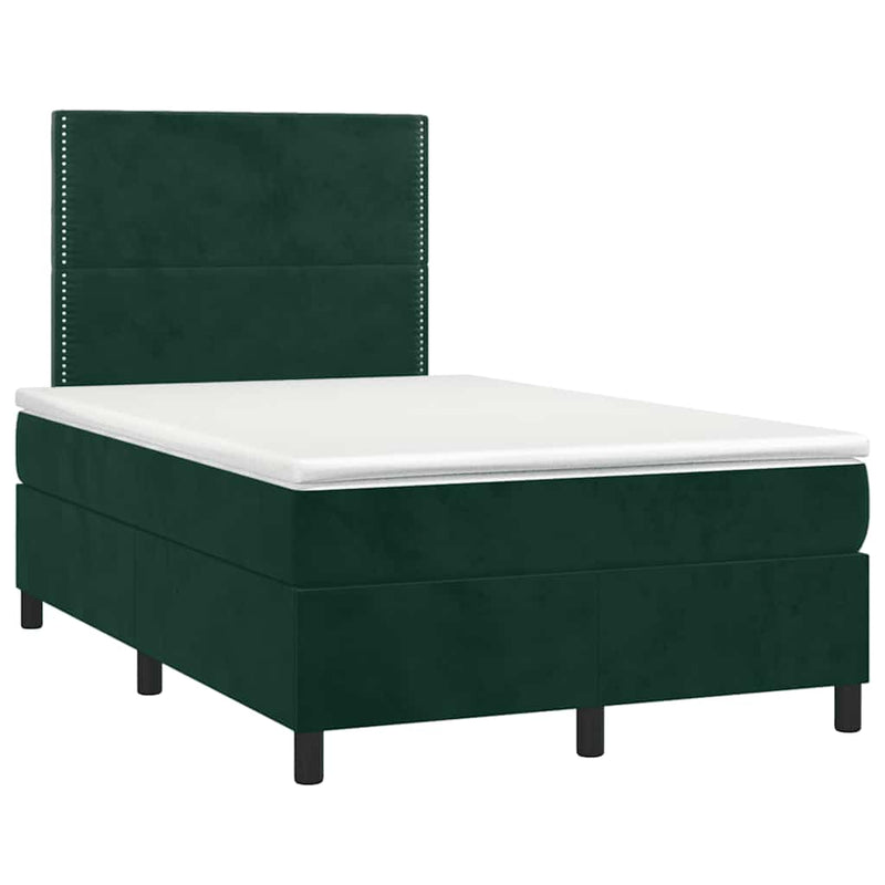 Pat box spring cu saltea, verde închis, 120x200 cm, catifea