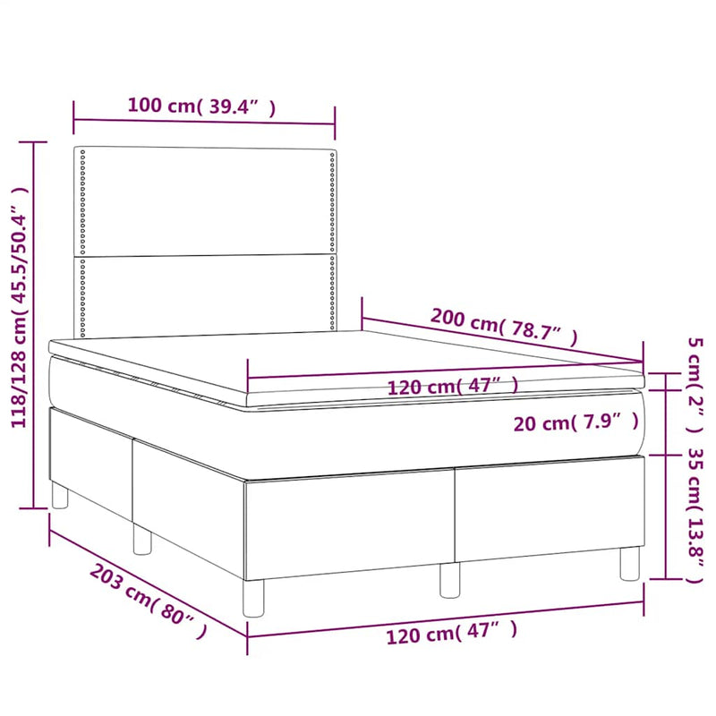 Pat box spring cu saltea, verde închis, 120x200 cm, catifea
