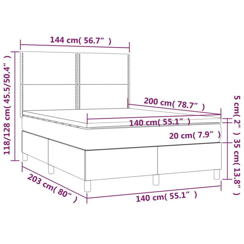 Pat box spring cu saltea, negru, 140x200 cm, catifea