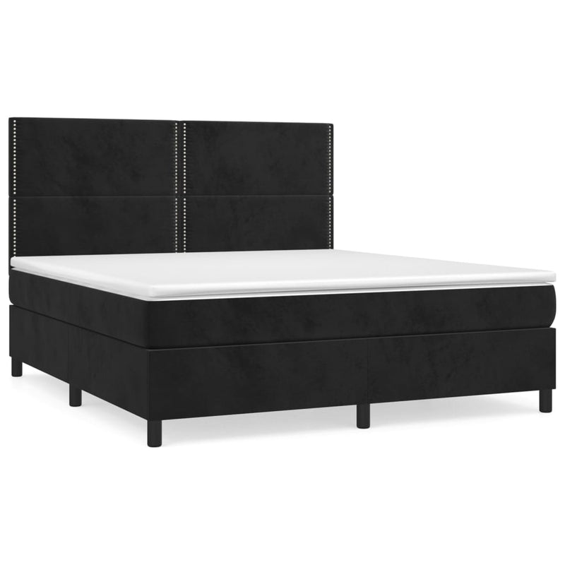 Pat box spring cu saltea, negru, 180x200 cm, catifea