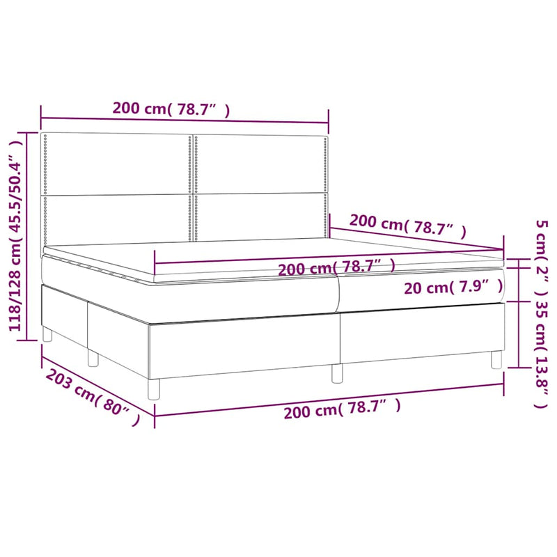 Pat box spring cu saltea, verde închis, 200x200 cm, catifea